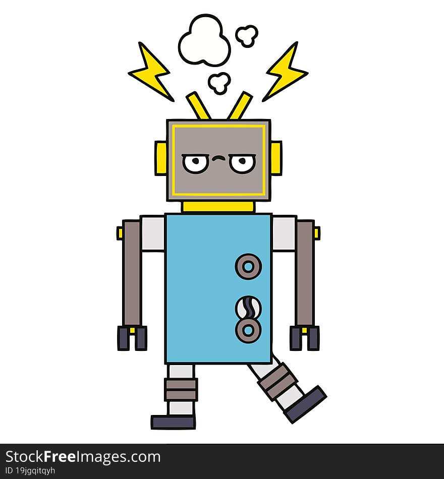 cute cartoon malfunctioning robot