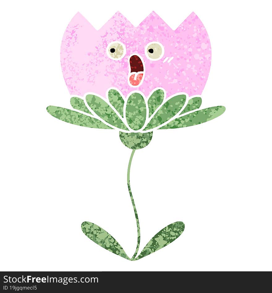 retro illustration style cartoon of a flower