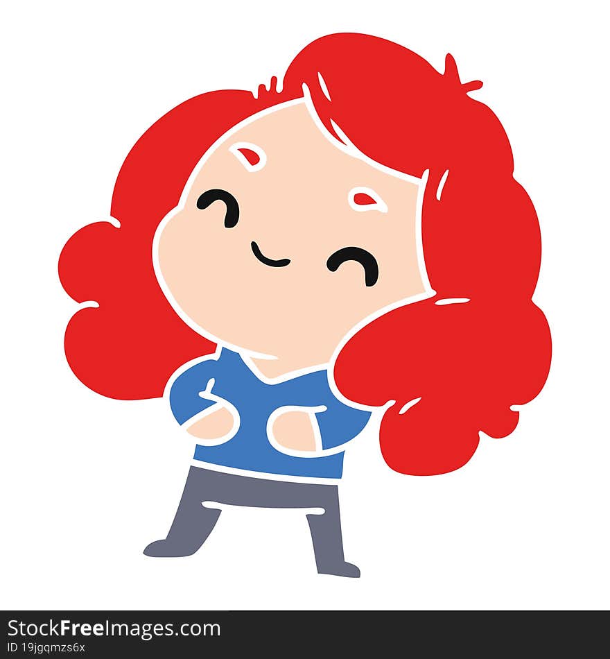 cartoon illustration of a cute kawaii girl. cartoon illustration of a cute kawaii girl