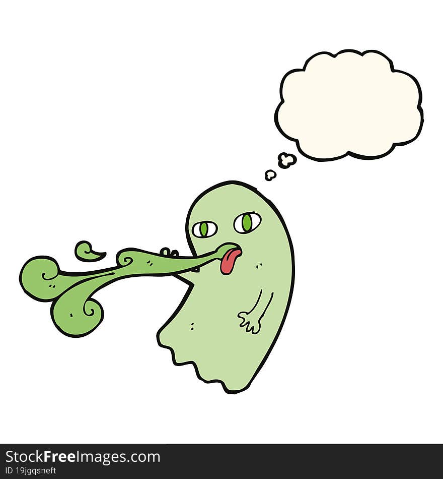 funny cartoon ghost with thought bubble