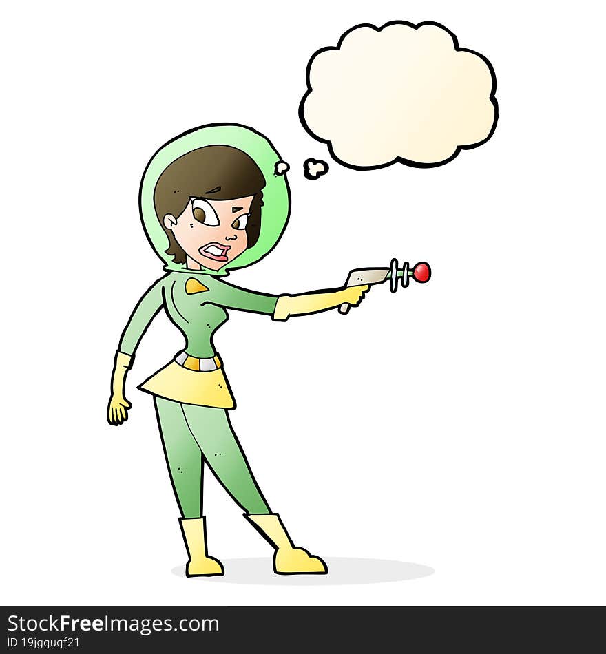 Cartoon Sci Fi Girl With Thought Bubble