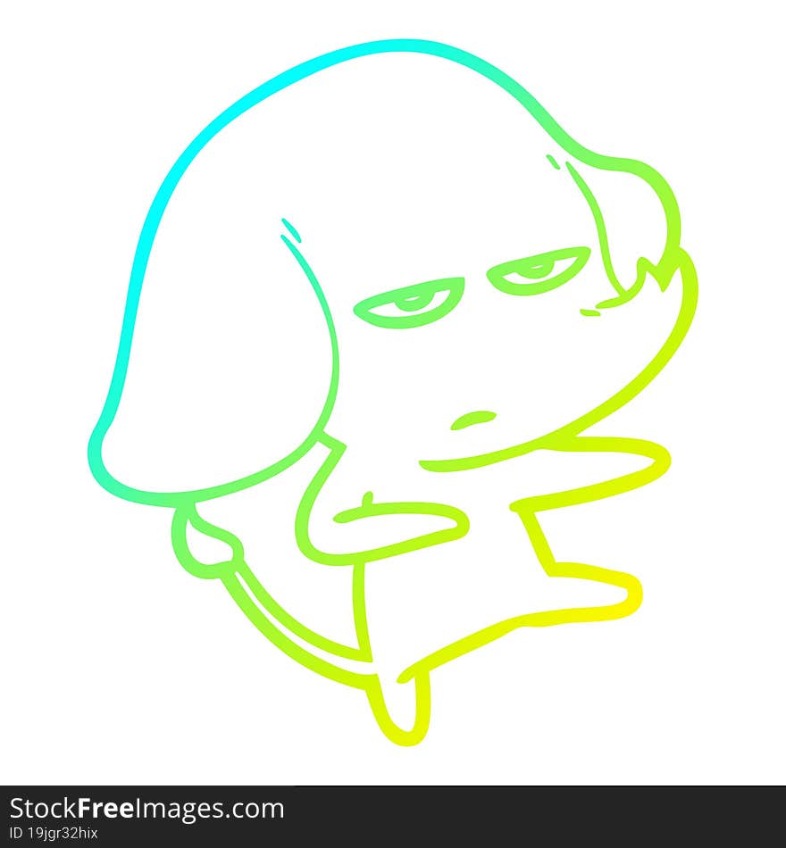 cold gradient line drawing annoyed cartoon elephant