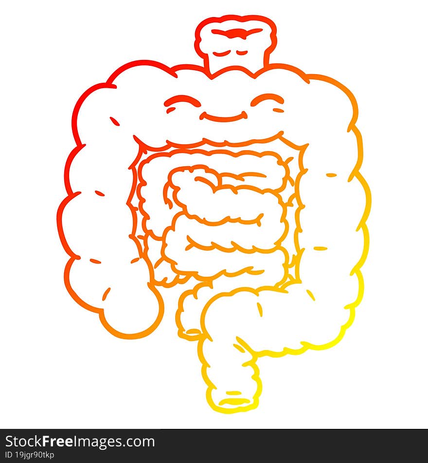 warm gradient line drawing cartoon intestines