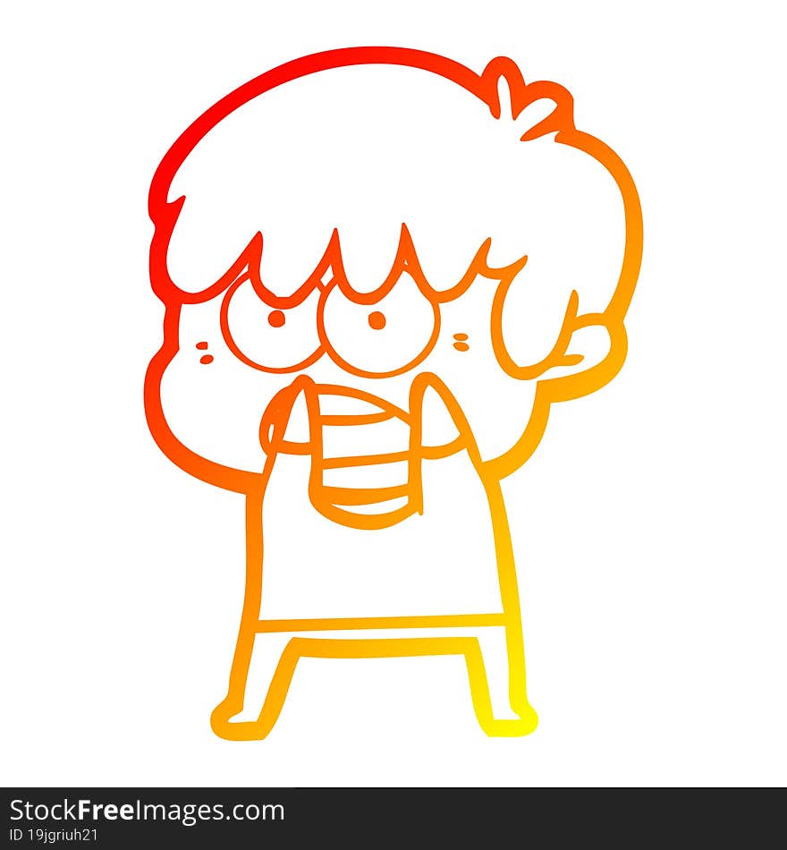 Warm Gradient Line Drawing Worried Cartoon Boy