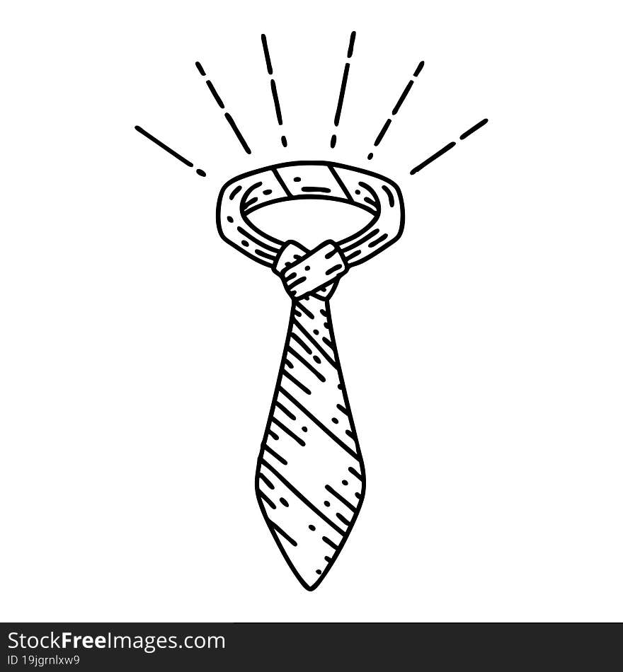 illustration of a traditional black line work tattoo style office tie