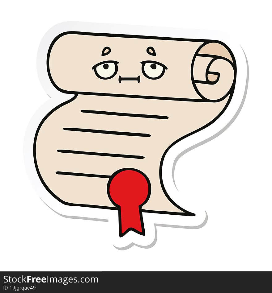 sticker of a cute cartoon contract