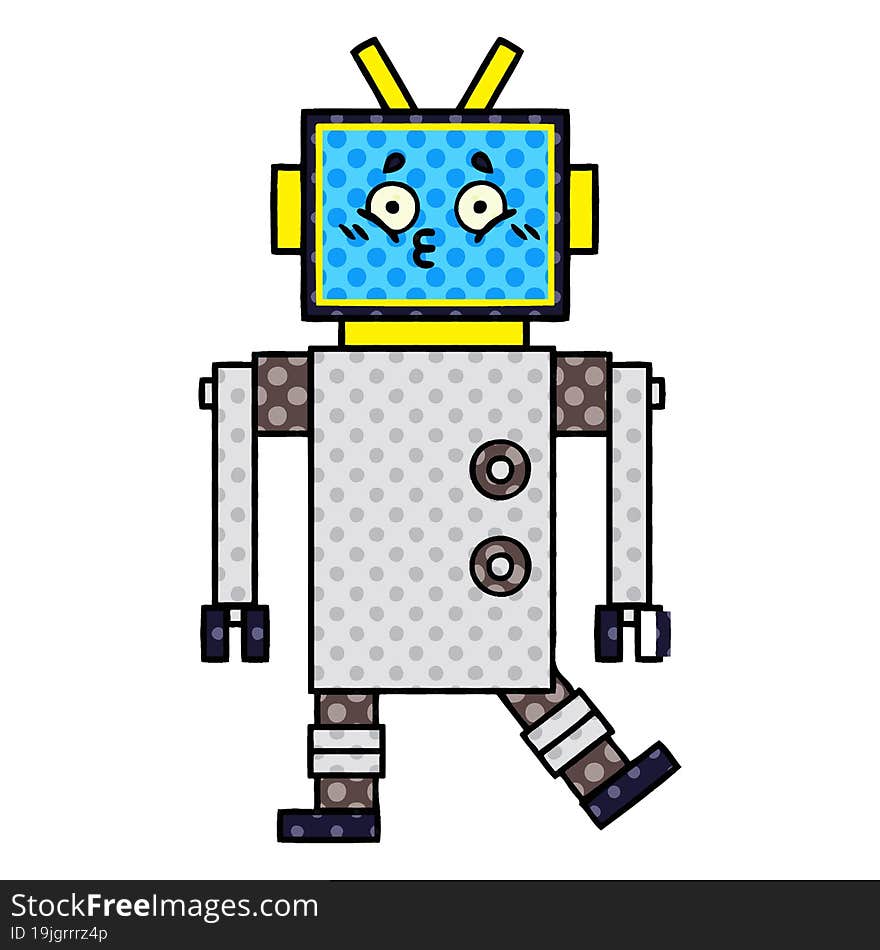 Comic Book Style Cartoon Robot