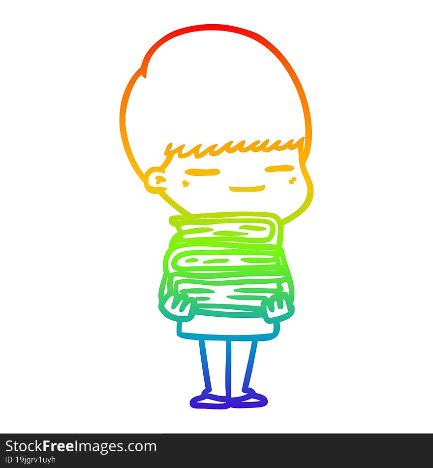 Rainbow Gradient Line Drawing Cartoon Smug Boy