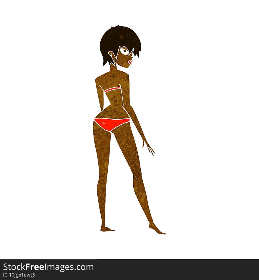 cartoon woman in bikini