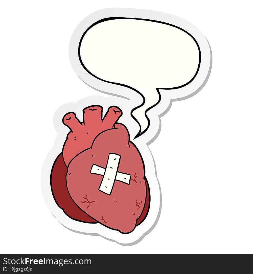 Cartoon Heart And Speech Bubble Sticker