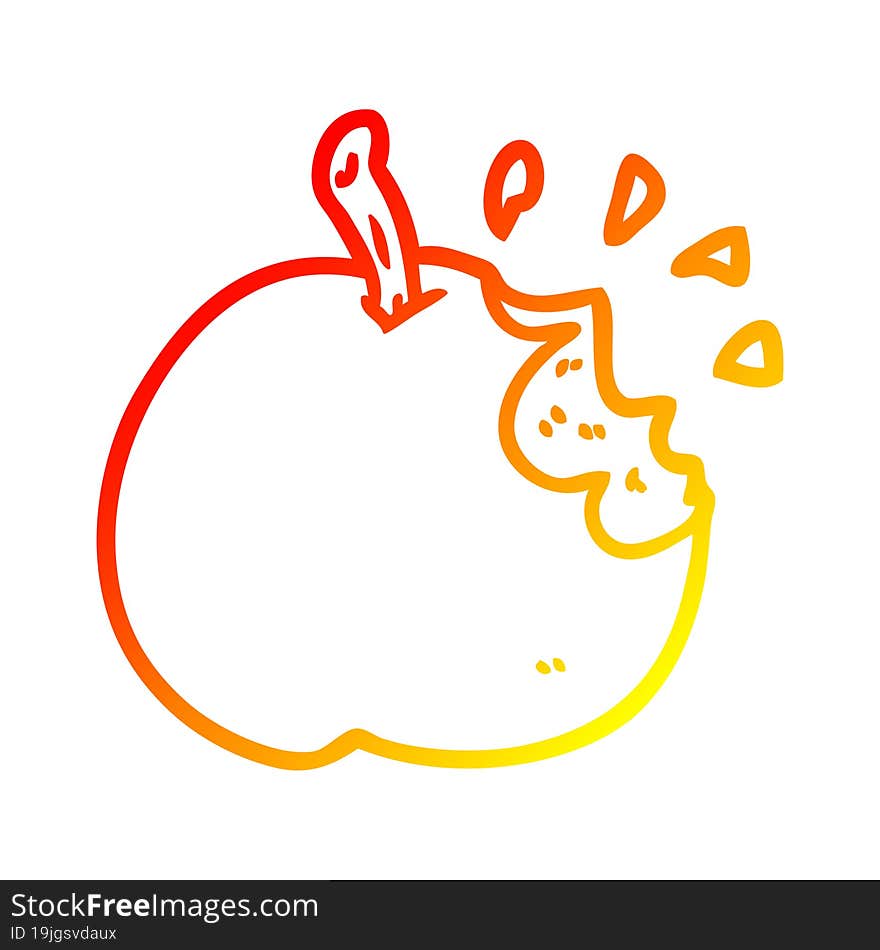 Warm Gradient Line Drawing Fresh Bitten Apple