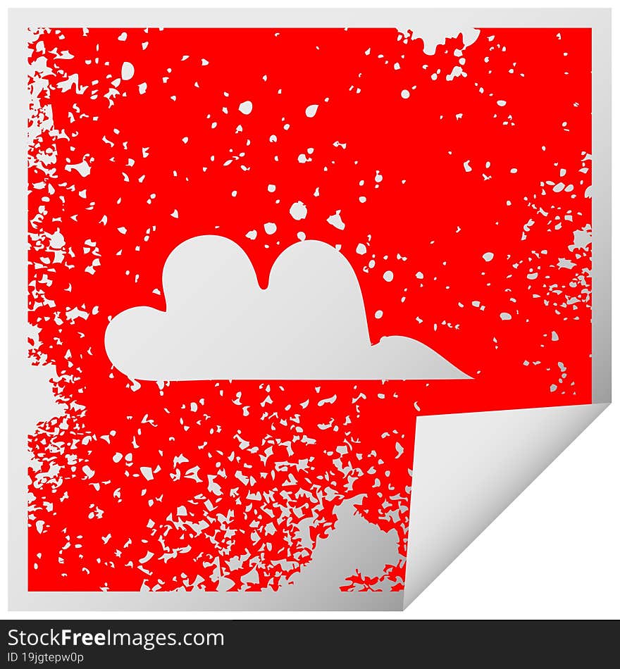 distressed square peeling sticker symbol cloud