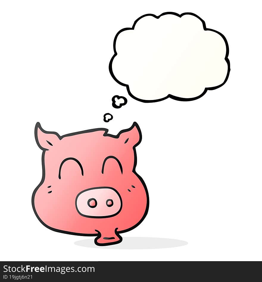 freehand drawn thought bubble cartoon pig