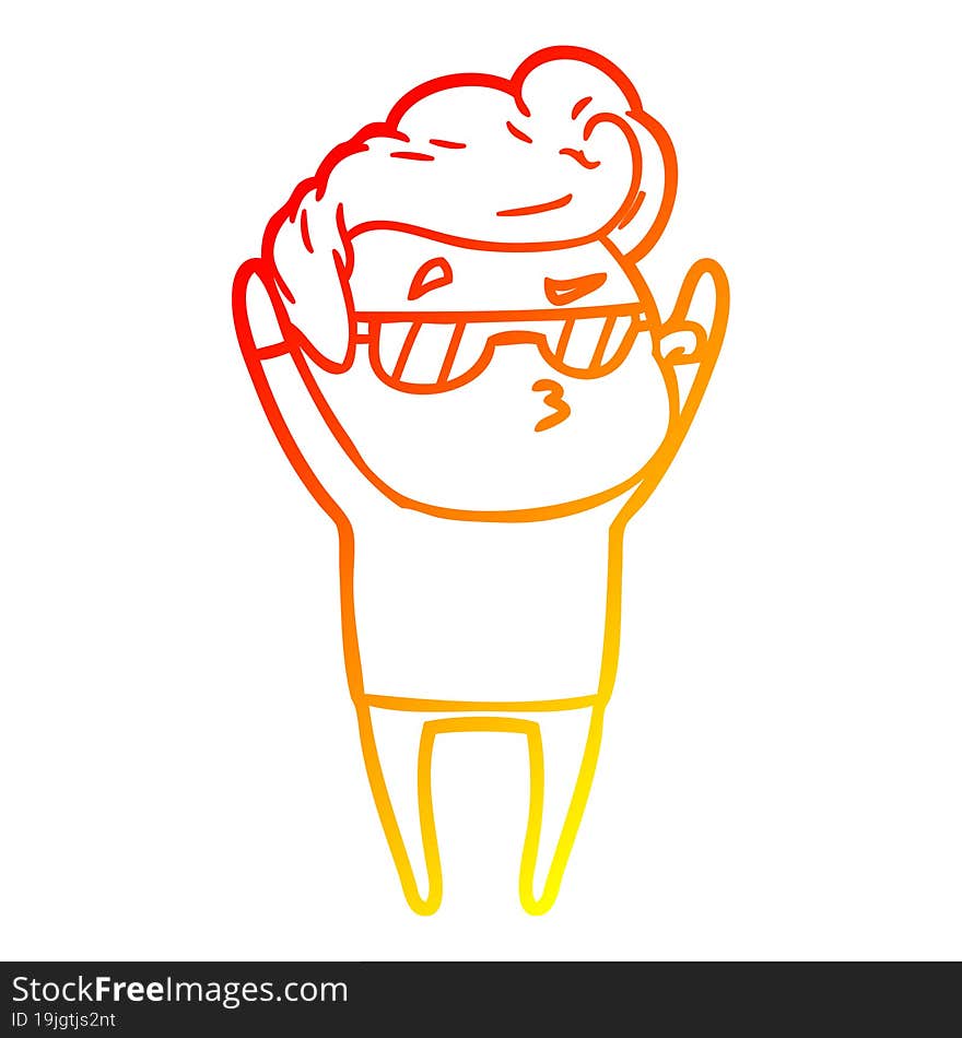 warm gradient line drawing cartoon cool guy