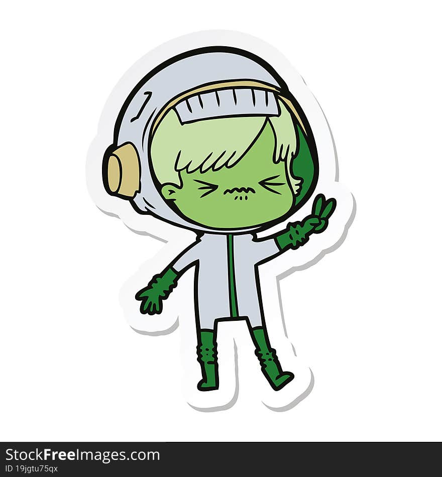 sticker of a cartoon astronaut woman