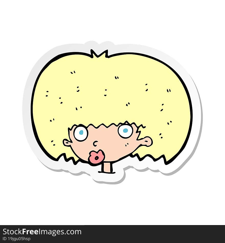 Sticker Of A Cartoon Surprised Woman