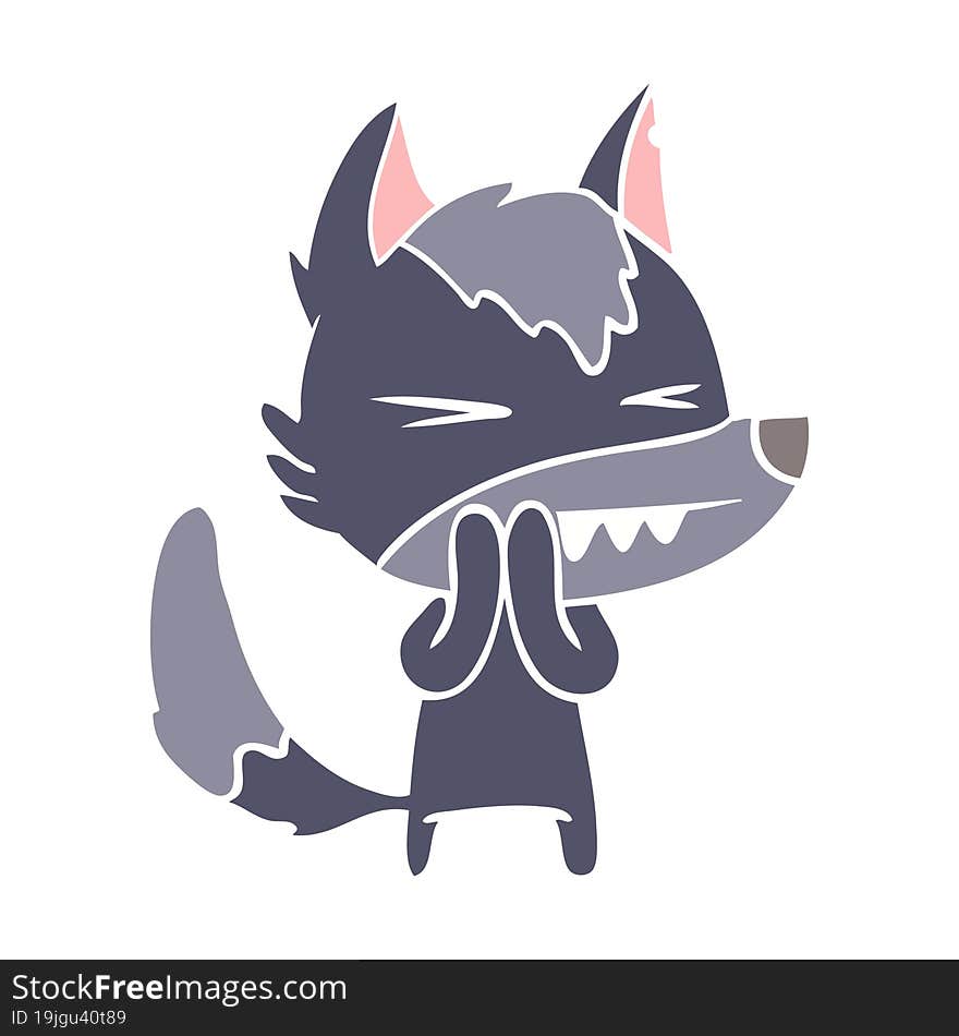 Angry Wolf Flat Color Style Cartoon