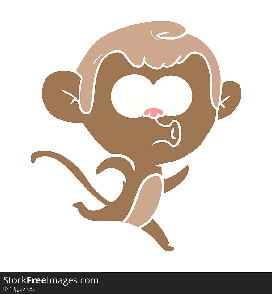 flat color style cartoon surprised monkey