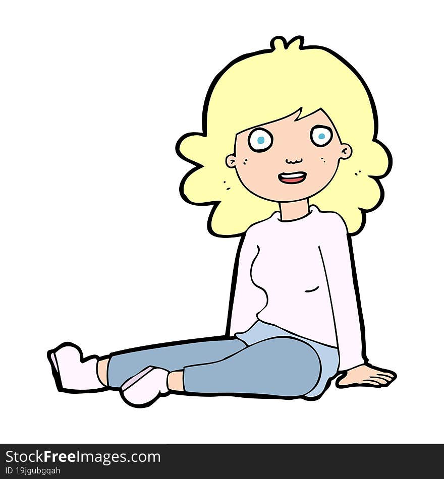 cartoon happy woman