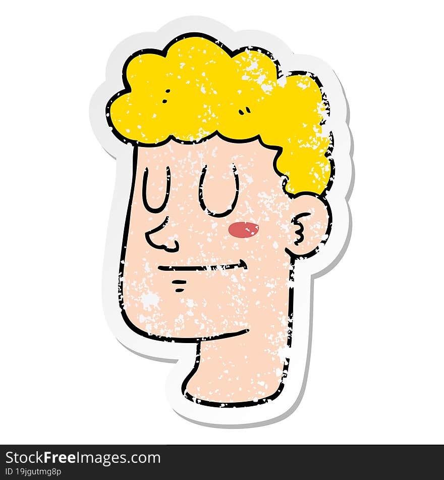 distressed sticker of a cartoon male face