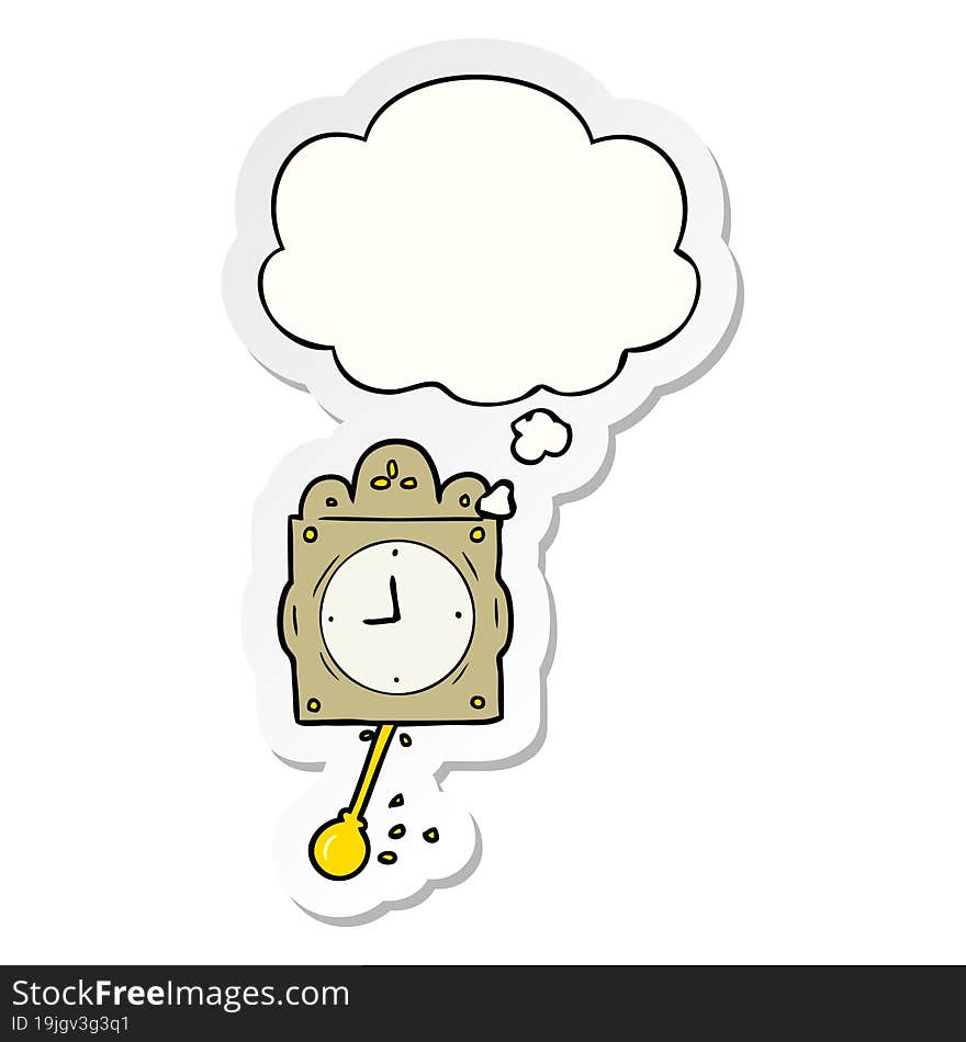 cartoon ticking clock and thought bubble as a printed sticker