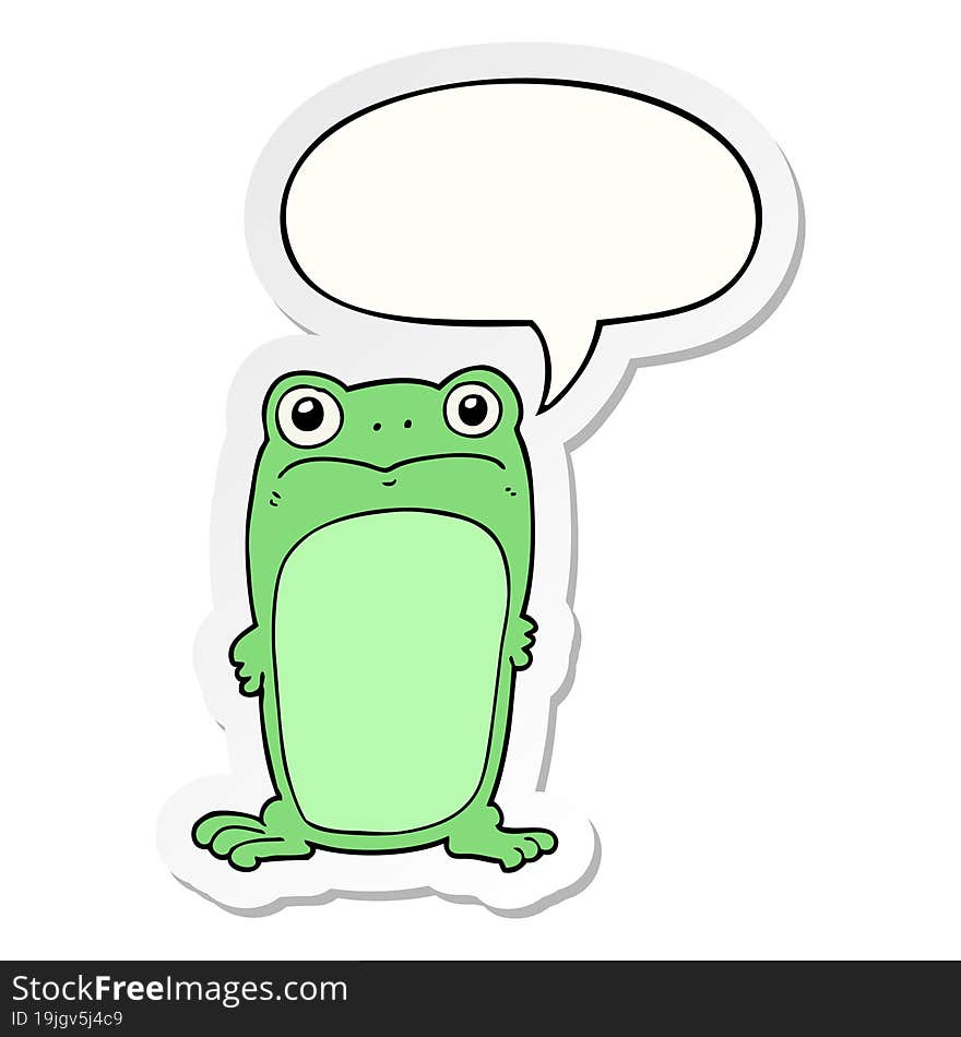 cartoon staring frog with speech bubble sticker