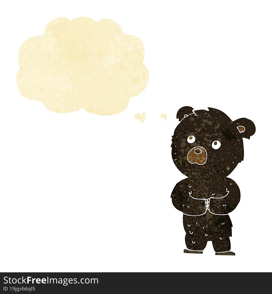 cartoon black bear cub with thought bubble