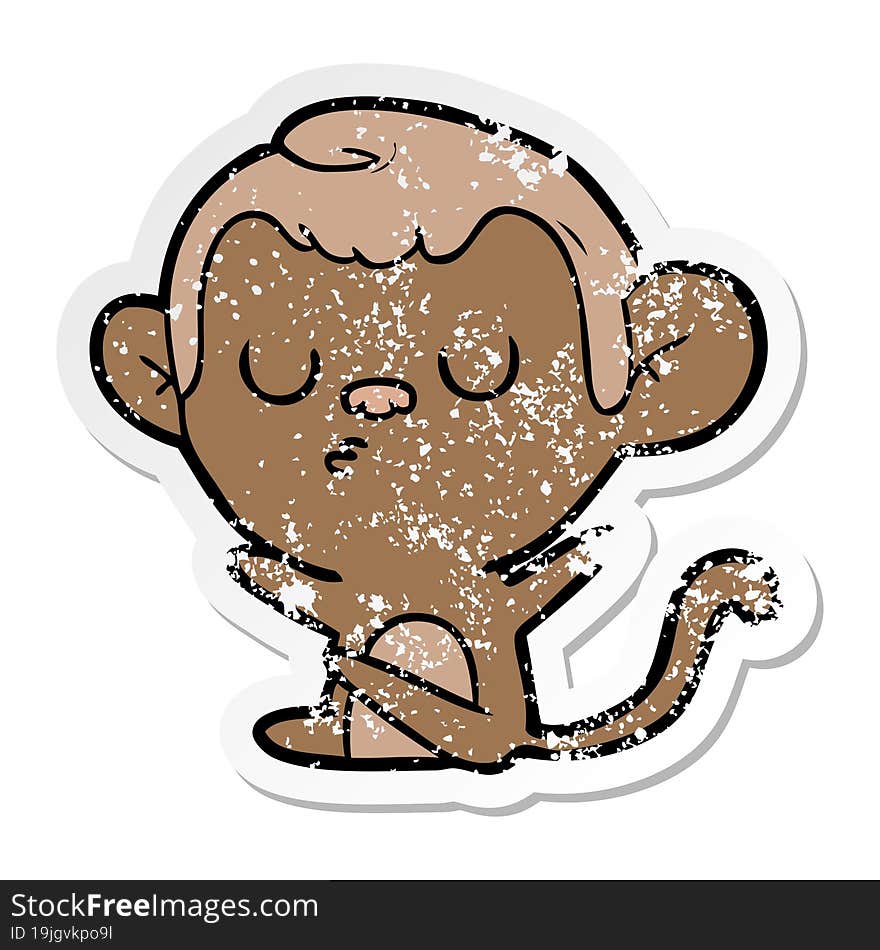 distressed sticker of a cartoon monkey