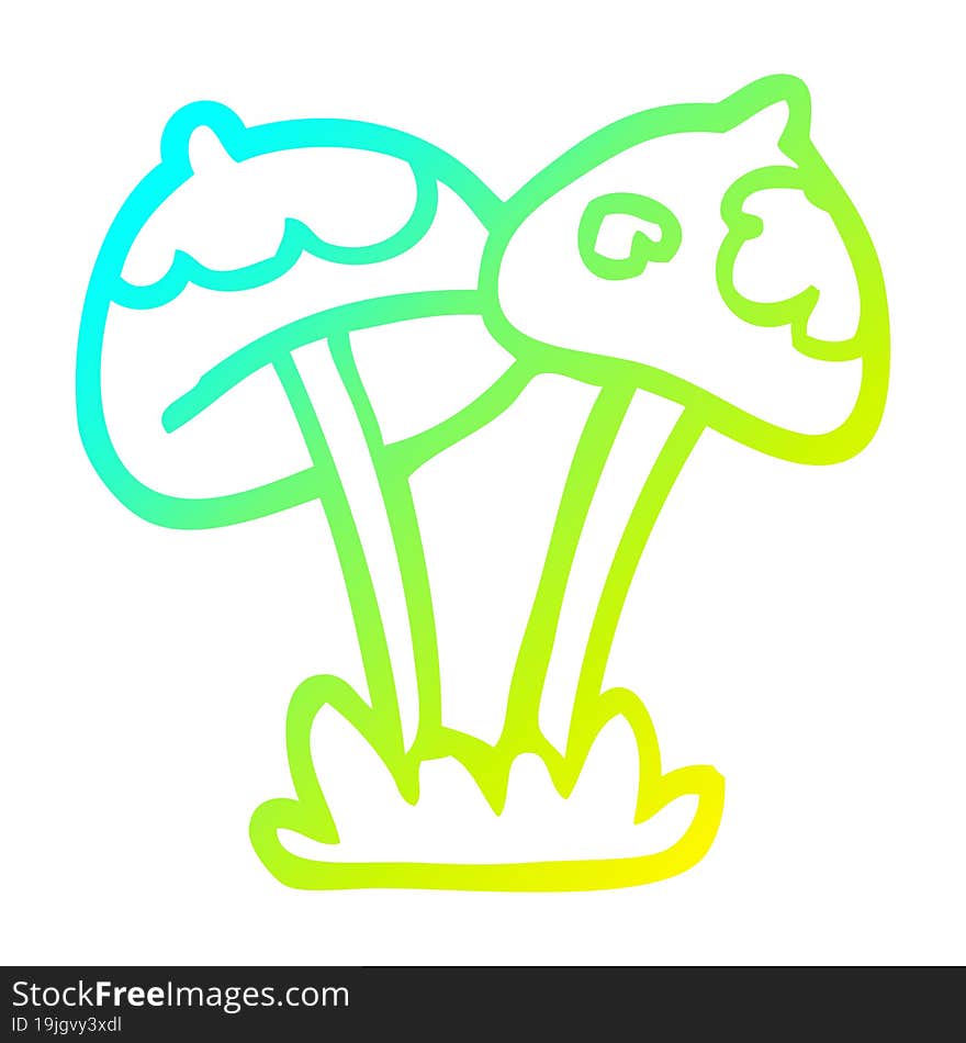 cold gradient line drawing cartoon mushroom