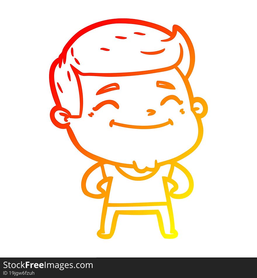 Warm Gradient Line Drawing Happy Cartoon Fashion Man