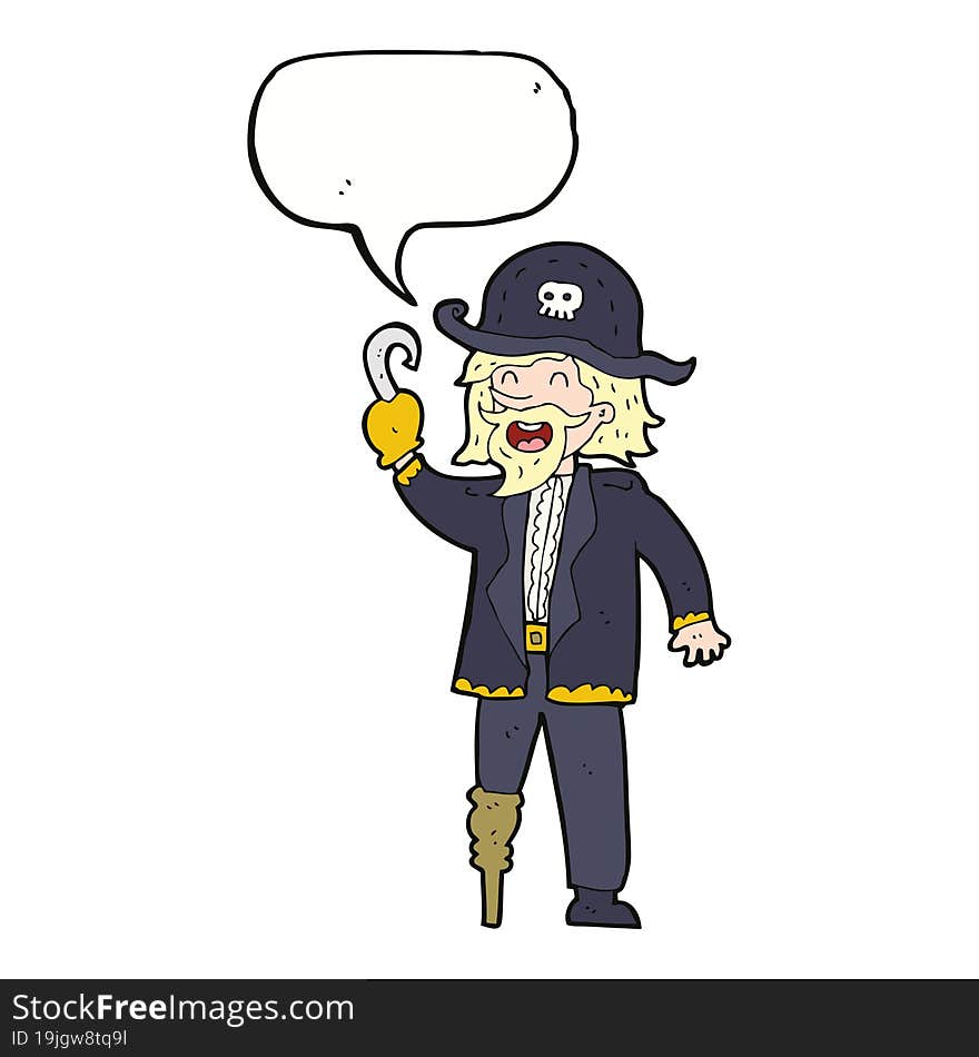 Cartoon Pirate Captain With Speech Bubble