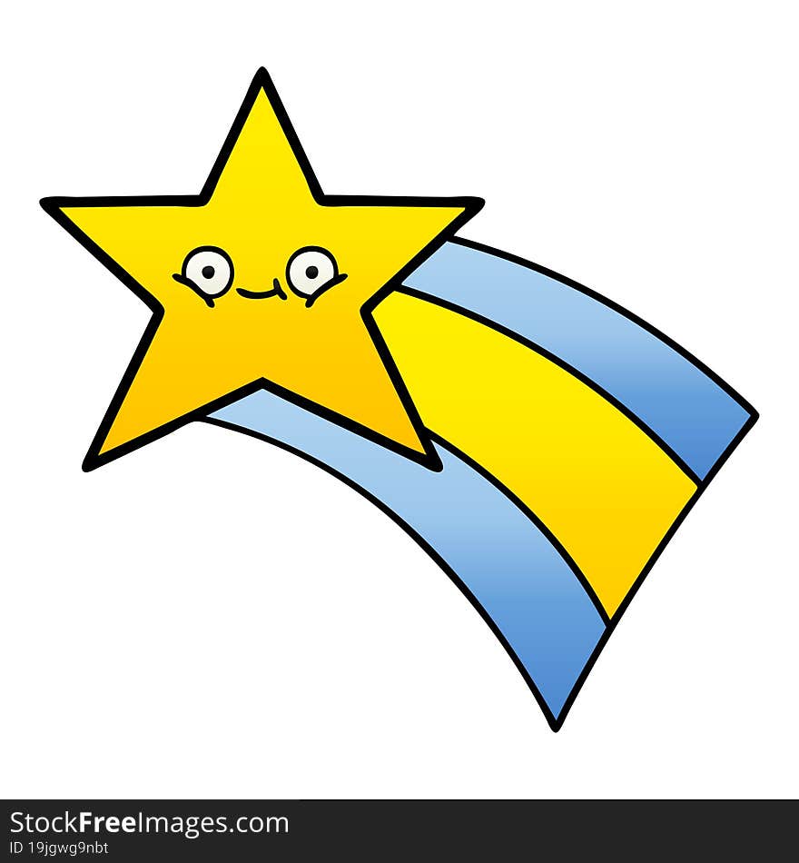 gradient shaded cartoon shooting rainbow star