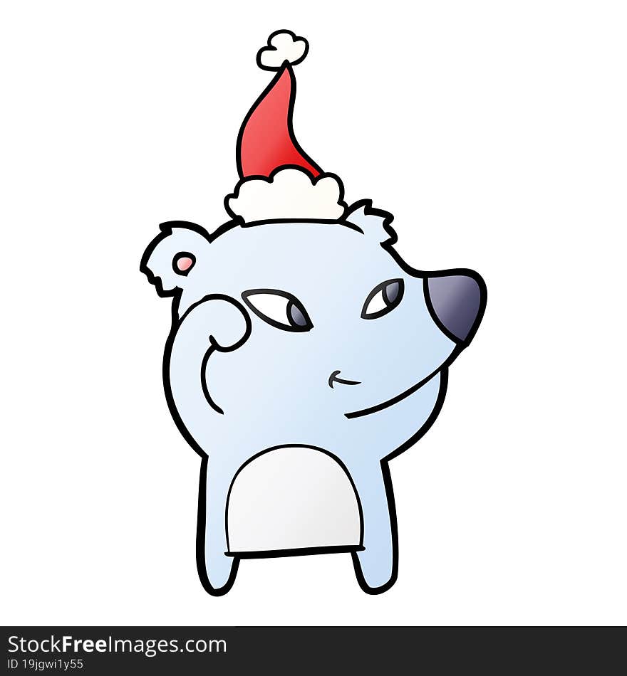 cute gradient cartoon of a bear wearing santa hat