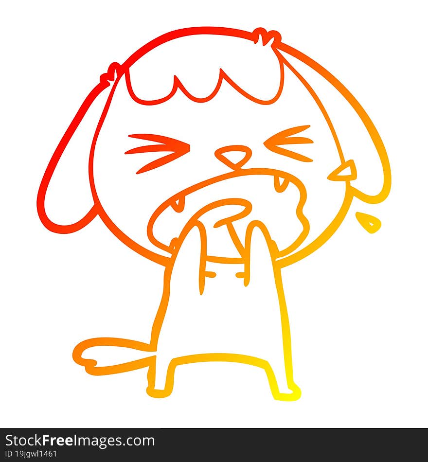 warm gradient line drawing cute cartoon dog barking