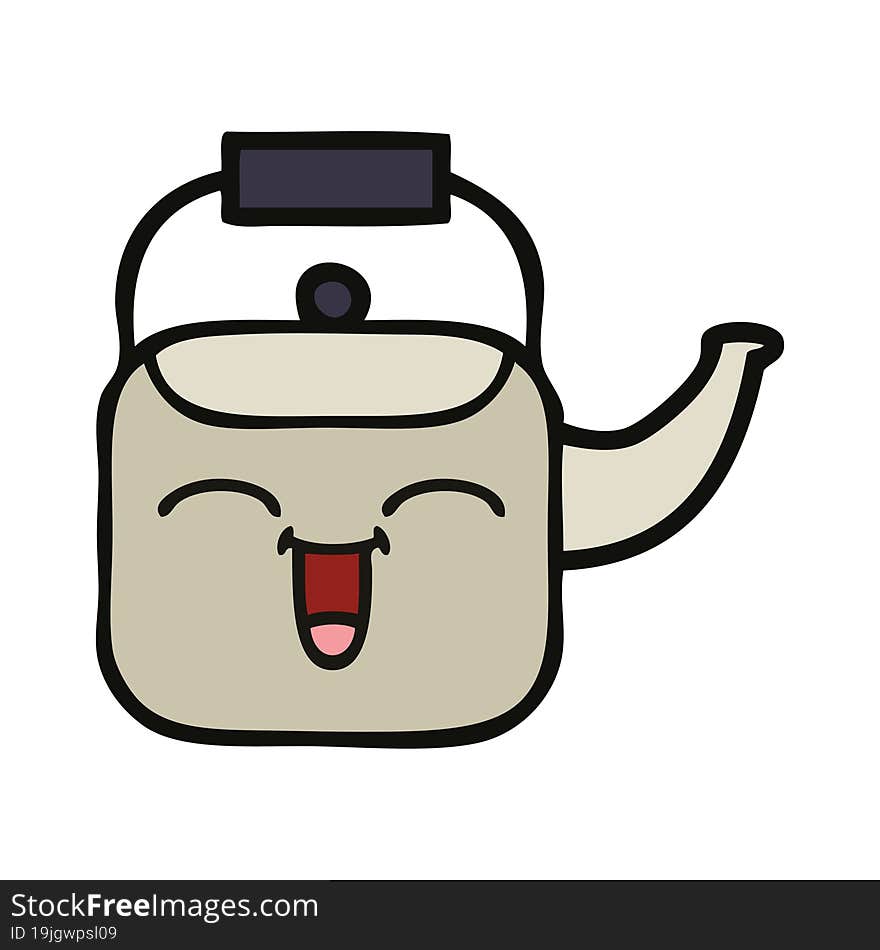 cute cartoon of a kettle. cute cartoon of a kettle