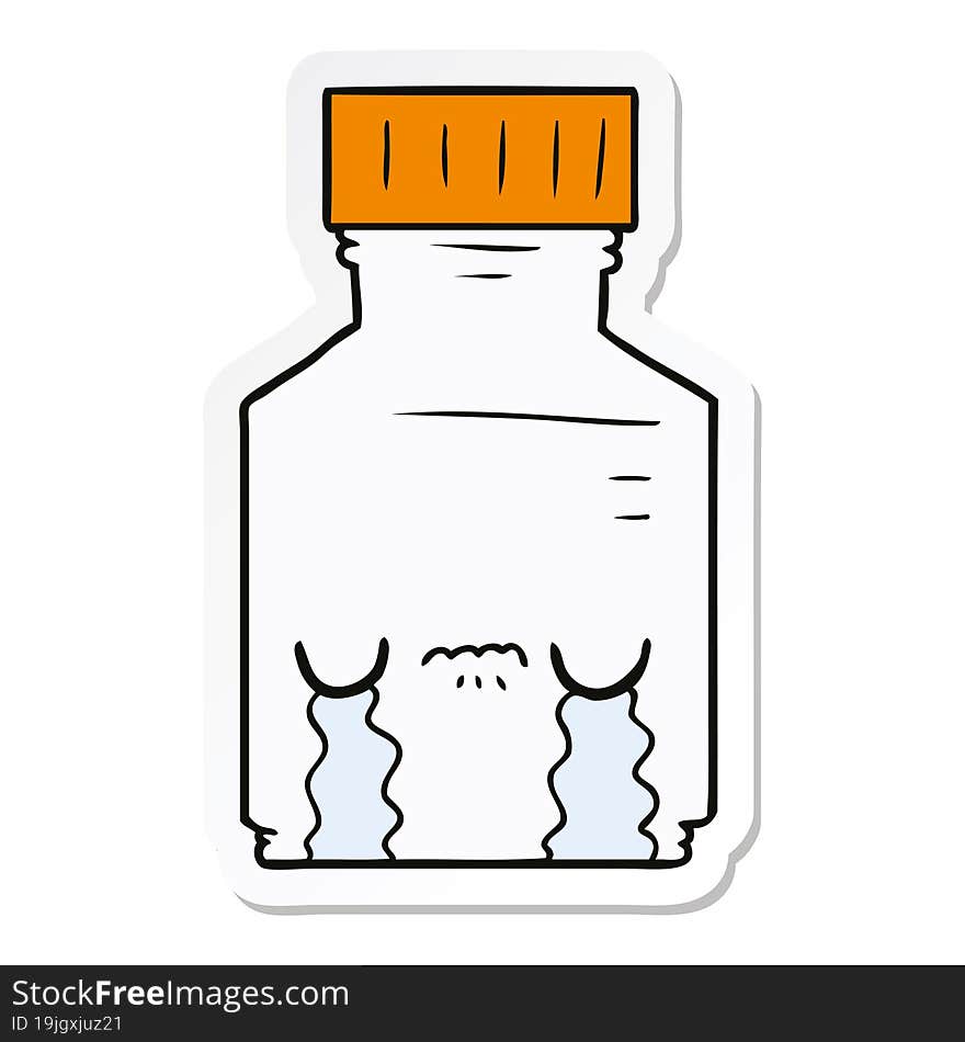 Sticker Of A Cartoon Pill Jar