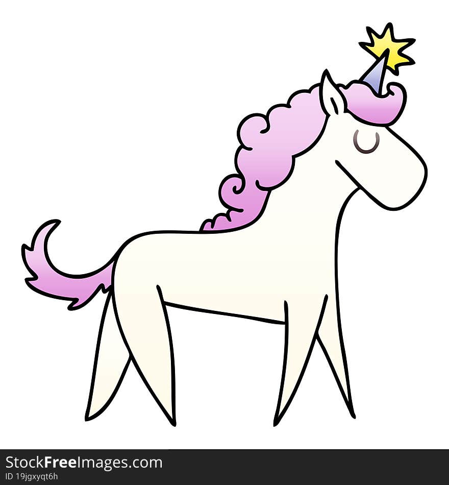 Quirky Gradient Shaded Cartoon Unicorn