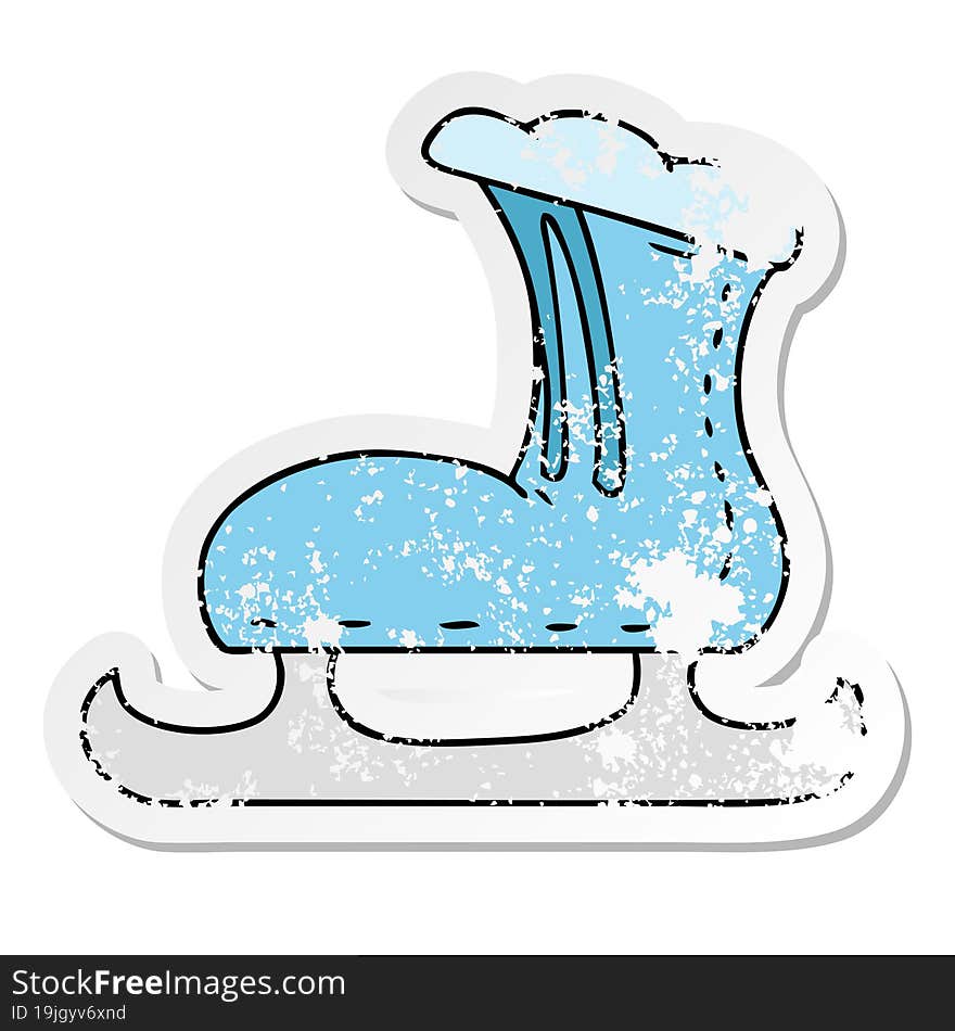 hand drawn distressed sticker cartoon doodle of an ice skate boot