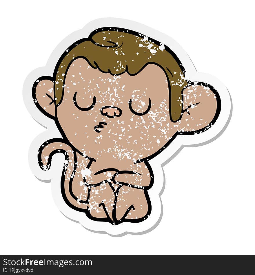 distressed sticker of a cartoon monkey