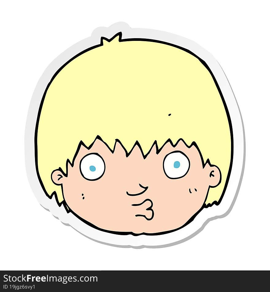 sticker of a cartoon curious boy