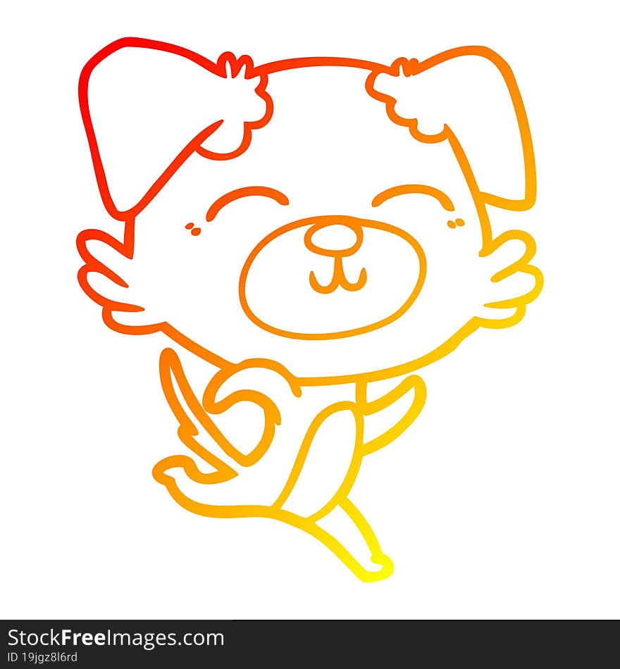 warm gradient line drawing of a cartoon dog