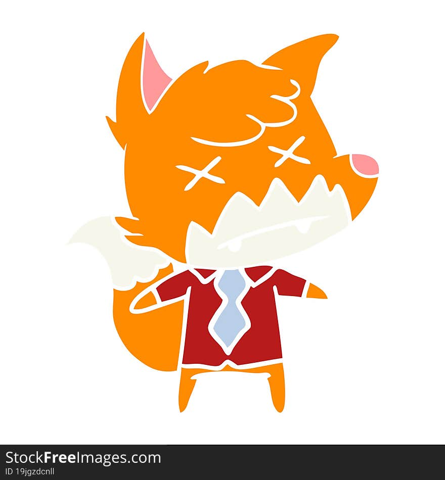 flat color style cartoon dead fox