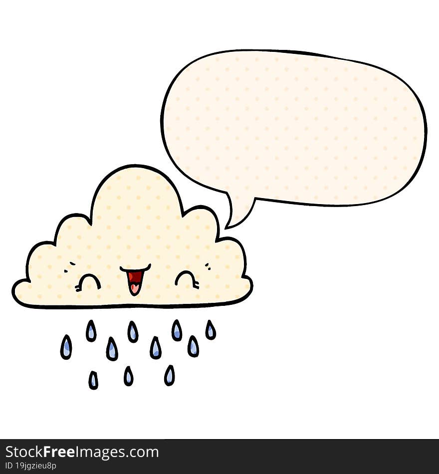 cartoon storm cloud and speech bubble in comic book style