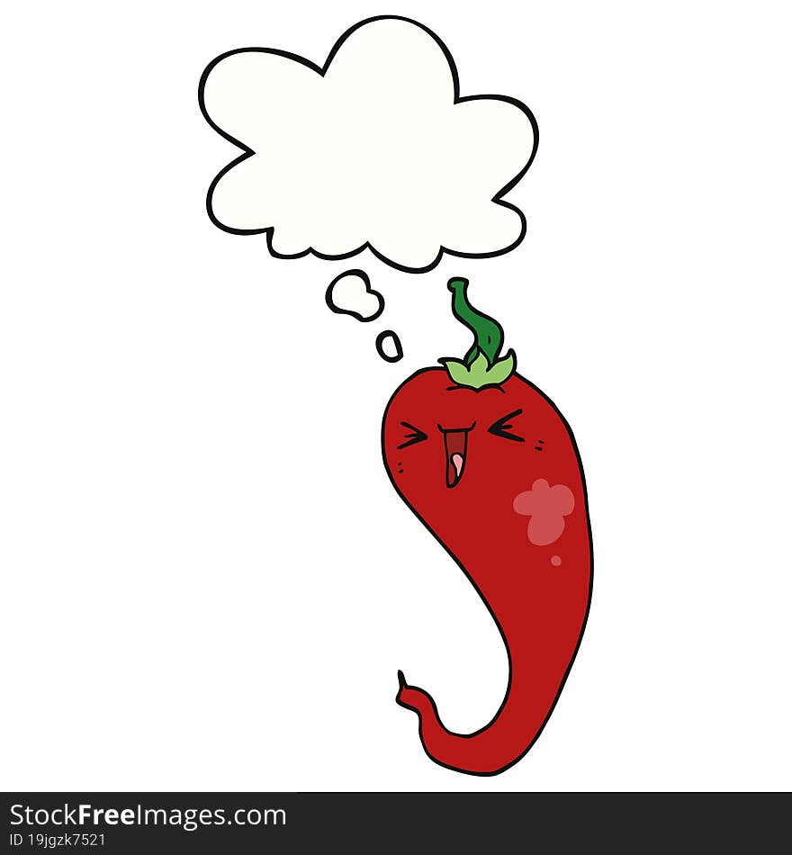 cartoon hot chili pepper and thought bubble