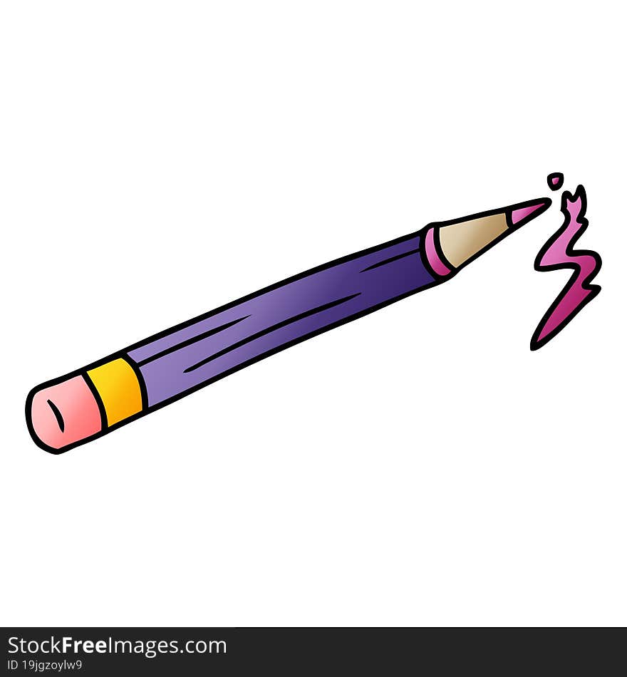 hand drawn gradient cartoon doodle of a coloured pencil