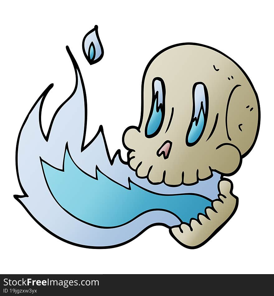 cartoon doodle flaming skull