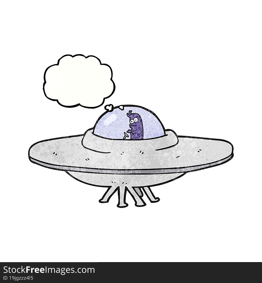 thought bubble textured cartoon flying saucer