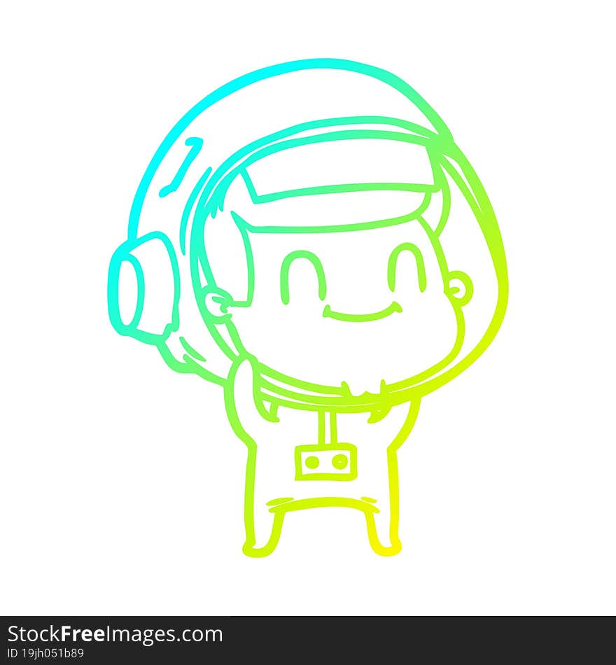 cold gradient line drawing happy cartoon astronaut man