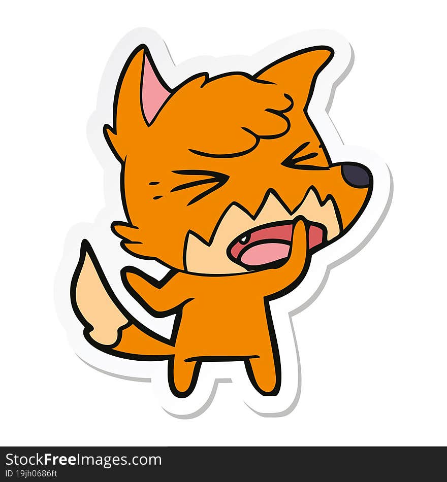 sticker of a angry cartoon fox