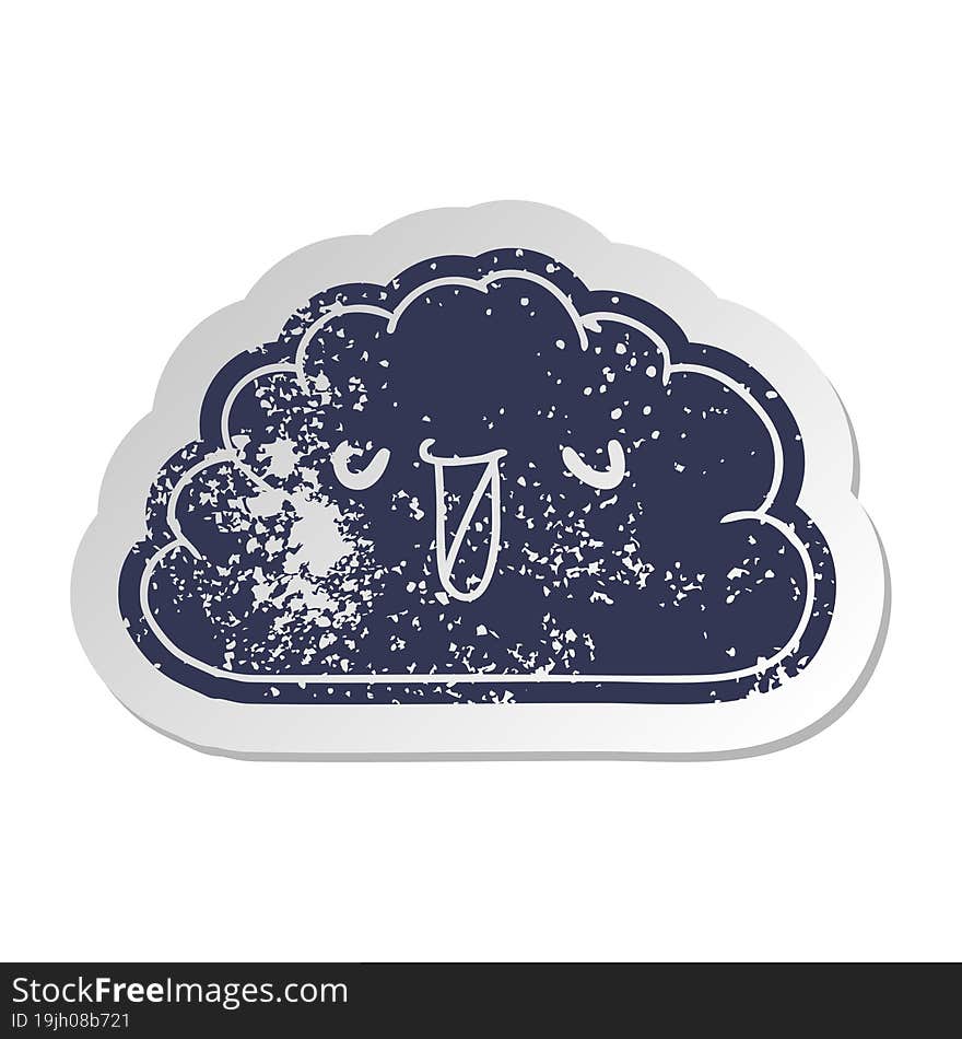 distressed old cartoon sticker kawaii weather rain cloud